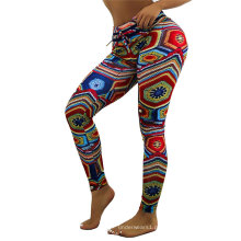 Padrões geométricos coloridos imprimir ginástica fitness cintura alta calças de ioga collants femininos